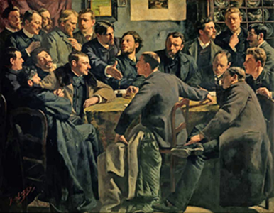 Een zitting van de Kunstkring “Als ik kan”, 1886
